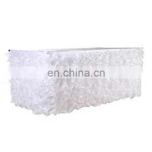Fancy Wedding Banquet Organza Ruffled Table Skirt thumbnail-3