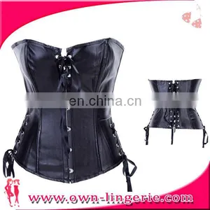 Wholesale Ladies Waist Training Leather Steel Boned Corset thumbnail-1