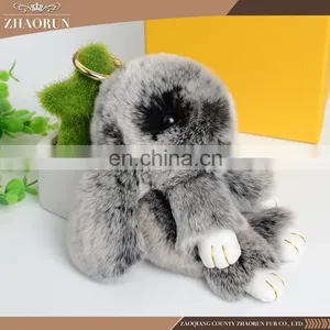 2017 Latest Custom Keychain Rabbit Fur Pompoms thumbnail-1