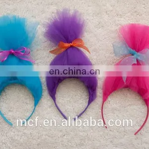 MCH-2443 2017 Trending Products Wholesale Party Show Headdress Various Cosplay Trolls Wigs Tulle Headband for Kids thumbnail-1