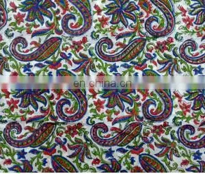 Block Printed Paisley Multi Color Cotton Fabric Sanganeri Jaipuri Wholesale Textile / Fabric / 100% Cotton Fabric thumbnail-2