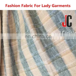 High Quality T/R Pyed Velour Lycra Fabric Knit Rib Trim Stripe Designs Fabric Elastic Fabric thumbnail-1