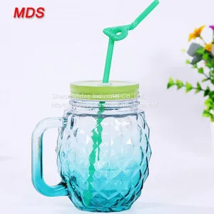 Wholesale Ancient Glassware Color Pineapple Mason Jar With Handle thumbnail-4