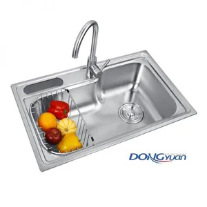 Guangdong Dongyuan Kitchenware 780×490×215mm POSCO SUS304 Stainless Steel Single Bowl Topmount Drawn Kitchen Sink (DY-516) thumbnail-1