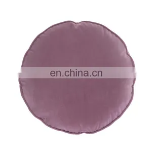 Round Comfortable Soft Taro Solid Color Purple Sofa Decorative Pillow Chair Cushion With Piping thumbnail-3