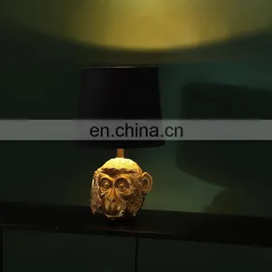 Novel Monkey Head Decoration European Antique Gold Retro Desk Lamps for Indoor thumbnail-6