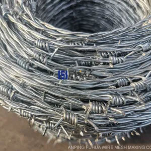 Galvanized Barbed Wire Double Twisted Strands 4 Barbs Wire Gauge 16 Length 500 Meters thumbnail-3