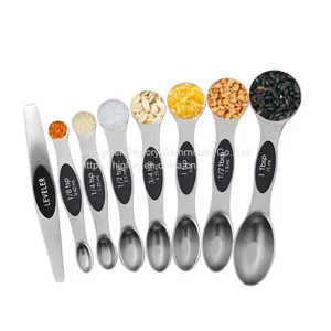 8Pcs Stainless Steel Magnetic Double Heads Measuring Spoons Measuring Cups Scoop Kitchen Accessories thumbnail-1