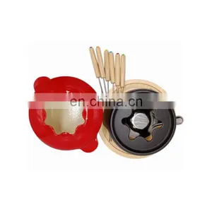 Cast Iron Chocolate Fondue Pot Set Person With Forks thumbnail-1