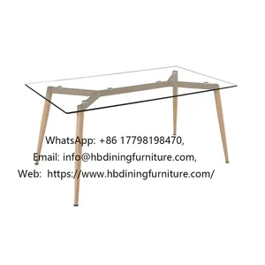 Rectangular Glass Transfer Leg Dining Table thumbnail-1