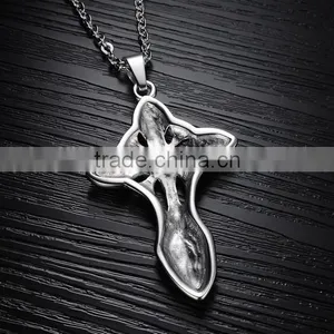 2016 Hotselling Design Gothic Wind The Cross of Carve Patterns Rock and Roll Style Titanium Steel Necklace thumbnail-3