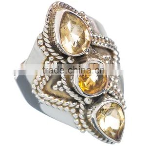 CITRINE RING ,WHOLESALE SILVER JEWELRY,SILVER EXPORTER,SILVER JEWELRY FROM INDIA thumbnail-1