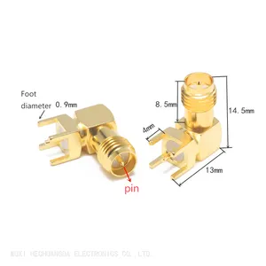 SMA KWE RF Adapter Female/male Jack Connector Right Angle Solder Type Antenna CONNECTOR PCB Mount 14.5MM thumbnail-1