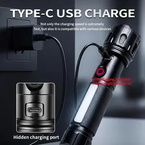 Wholesale RGB Side Light White Laser Flashlight Magnetic Tail 13 Modes Telescopic Zoom Rechargeable Torch IPX4 Waterproof thumbnail-2