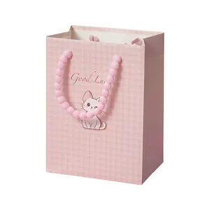 Pink Cute Paper Package Bag With Handle thumbnail-1