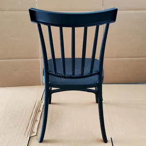 Stackable Plastic Chairs Vertical Slatted Backrest for Restaurant Cafe Garden Patio Dining Use thumbnail-5