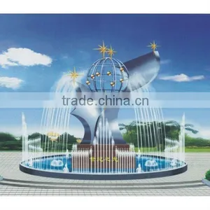 Large Outdoor Stainless Steel Fountain Sculpture thumbnail-1