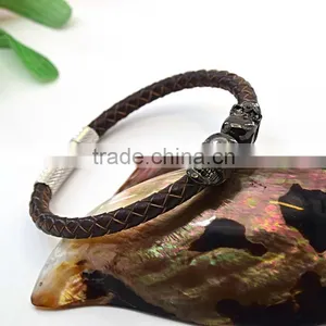 Skull Costume Jewellry Wholesale Leather Bracelet thumbnail-2