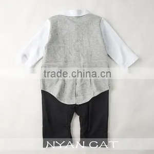 2016 Hot Sale Spring & Autumn Kids Clothes Gentleman Organic Cotton Fake 2pcs Jumpsuits 2 Color Handsome Boy Kids Rompers thumbnail-3