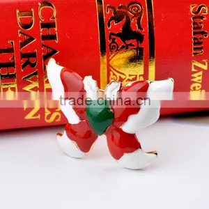 Fashion Christmas Jewelry Red And White Butterfly Brooch thumbnail-3