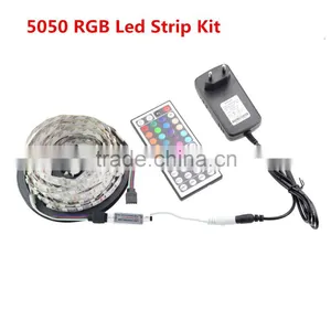 5M / Roll 5050 SMD RGB LED Strip Light + DC 12V 3A Power Supply Adapter EU / US Plug Transformer + 44Keys IR Remote Controller thumbnail-1