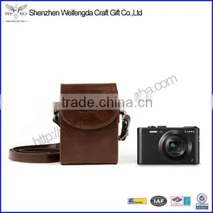 2016 Factory Vertical Protective Dark Brown Leather Camera Case thumbnail-1