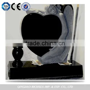 Professional Factory Supply European Black Granite Heart Shaped Tombstone With Angel thumbnail-1