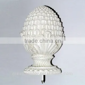 Luxurious Antique White Pineapple Decoration Large Curtain Rod Finials thumbnail-1