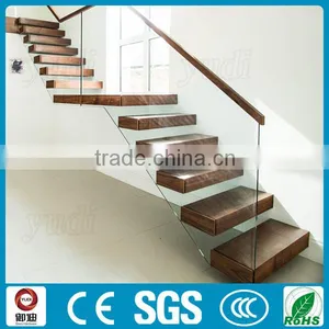 Modern Fashion Design Steel Wood Straight Floating Staircase thumbnail-6