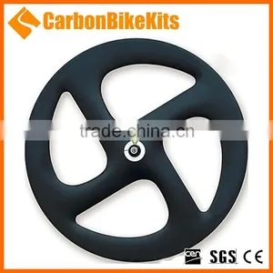 CBK Aero Design 700c Road/ Track Carbon Fixed Gear 4 Spokes Wheel Clincher thumbnail-1