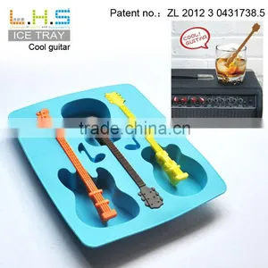 Free Sample NEW Special Cool Fashion Jazz Party With Stirrer Guitar Shaped Silicon Ice Cube Tray thumbnail-3