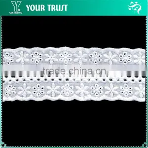 Width 14.0 Centimeter Flora White Cotton Trimming Lace thumbnail-5