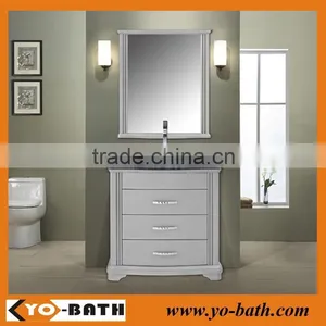 China Manufactuer Solid Wood Single Sink Grey Vanity Cabinet thumbnail-1