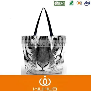 Recycle Canvas Shopping Bag With Zipper thumbnail-2