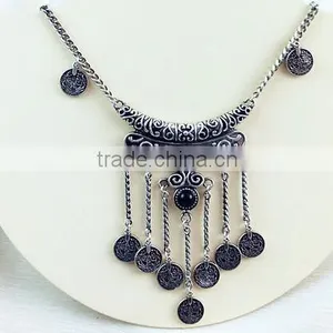 Wholesale Boho Antique African Statement Coin Long Tassel Pendants Luxury Necklace thumbnail-6
