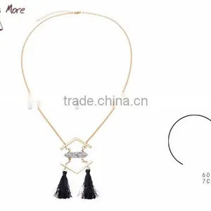 2015 Fashion Gold Necklace Howlite Stone Tassel Necklace thumbnail-1