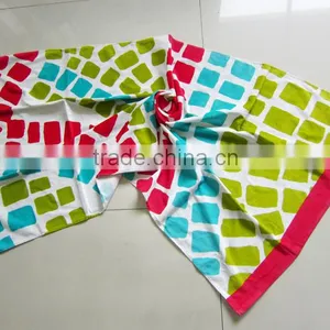 Pure Cotton Beautiful Color Seaside Plaid Beach Swimming Towel thumbnail-3