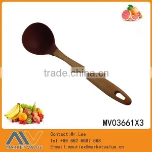 HIGH QUALITY SILICONE SOUP LADLE WITH WOODEN HANDLE thumbnail-1