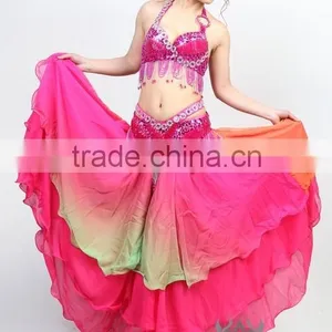 Hot Selling Blue Silk Chiffon Belly Dance Skirts for Women Dancers (QC6004) thumbnail-1