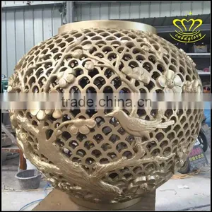 Upscale Mall Theme Bronze Sculpture Square Stainless Steel Hollow Ball Art thumbnail-4
