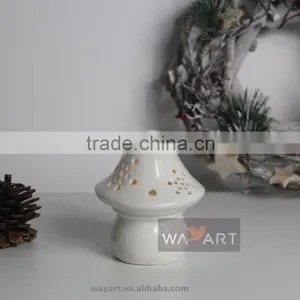 3 Asst LED Lighted Ceramic Mushroom With Snowflake Carved thumbnail-2