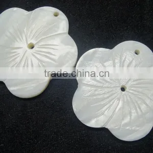 Exclusive Rare Arrival Mother of Pearl Gemstone With Beautiful Flower Carving for Pendant Earring Jewelry and Wire Warp thumbnail-2