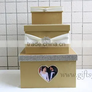 Gold Card Box for Wedding Luxury Wedding Keepsake Box Large Wedding Card Boxes thumbnail-2