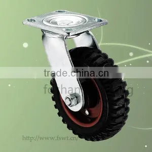 Roller Bearing 200mm Heavy Duty Black Rubber Caster Wheel thumbnail-2