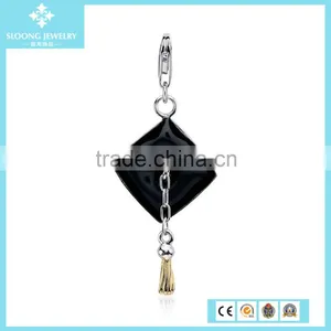 Silver Color Graduation Cap Charm in Sterling Silver thumbnail-3