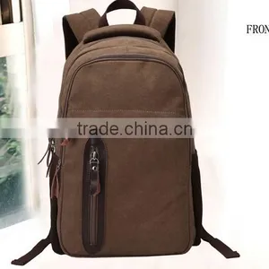 Khaki Vintage Canvas Backpack Wholesale thumbnail-2