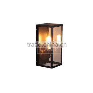 Industrial Metallic and Glass Lamp Shade Wall Sconce Box Wall Lamp thumbnail-3