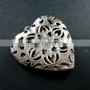 39mm Big Filigree Heart Shape Vintage Style Antiqued Silver Flower Photo Locket DIY Pendant Charm Jewelry Supplies 1133005 thumbnail-1
