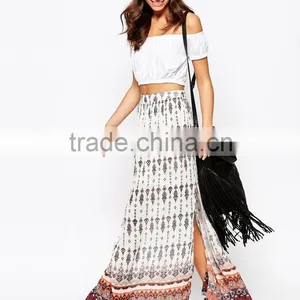 Bohemian Rayon Maxi Skirt Border Long Maxi Skirt thumbnail-1