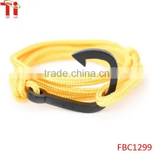 Black Fish Hook Bracelets on Colorful Nylon Ropes Wholesale Yellow thumbnail-1